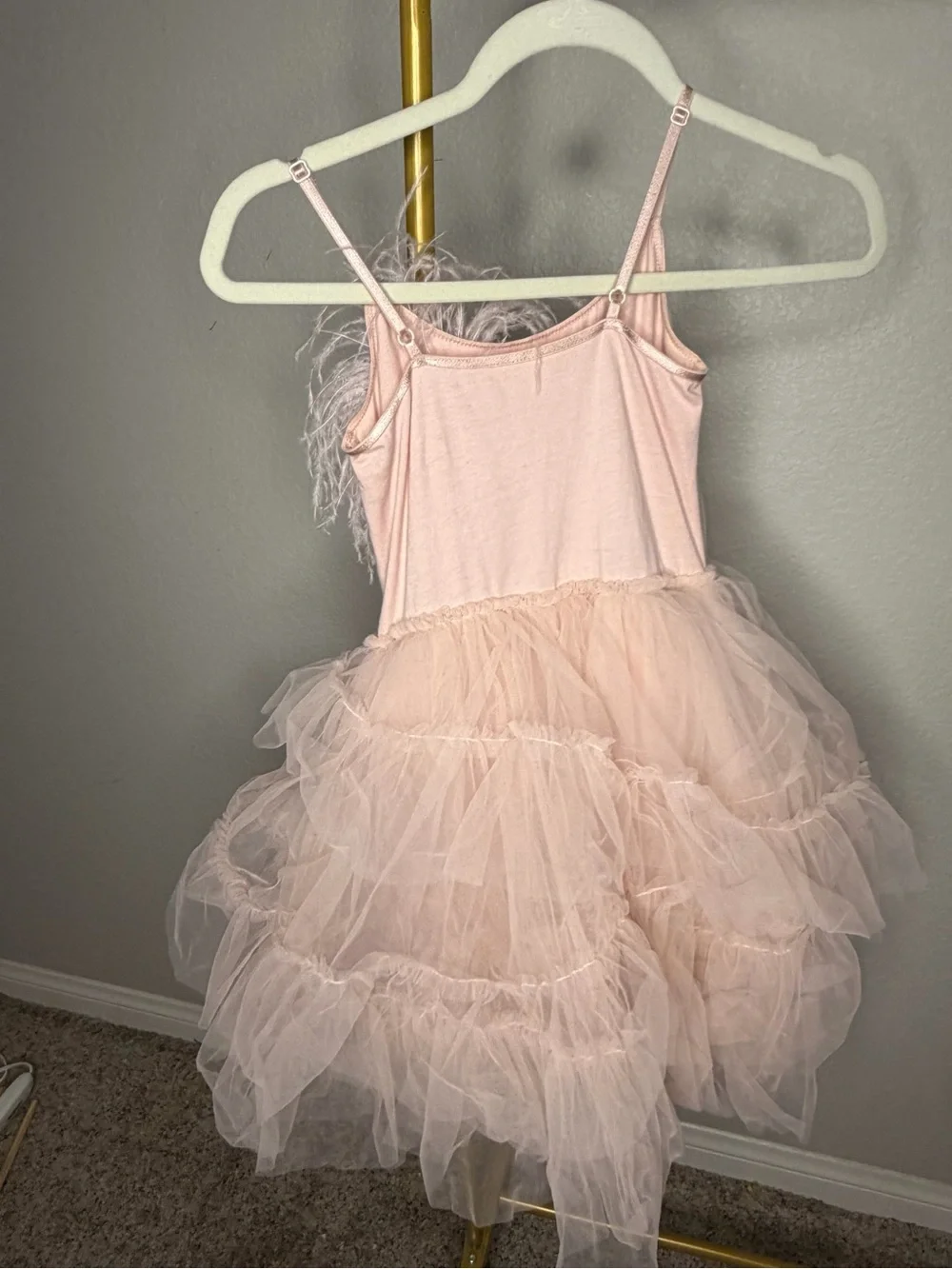 Tutu Du Monde Blush Pink Feather Rosette Tulle Dress